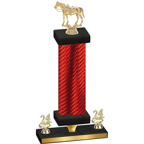 Premium Single Red Carbon Fiber Year Horses Trophy