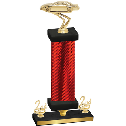 Premium Single Red Carbon Fiber Second Place Cars Trophy