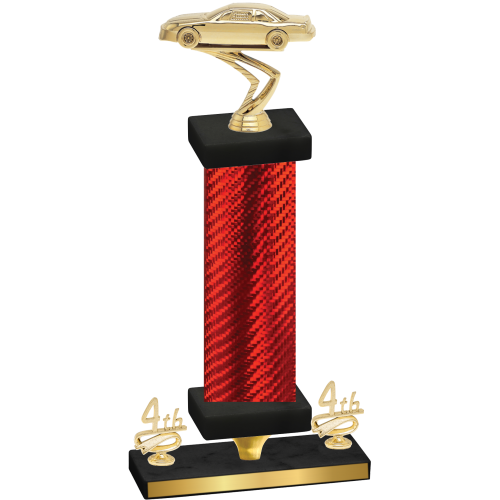 Premium Single Red Carbon Fiber Fourth Place Cars Trophy