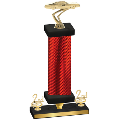 Premium Single Red Carbon Fiber Second Place Cars Trophy