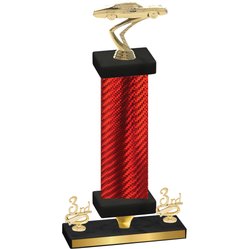 Premium Single Red Carbon Fiber Third Place Cars Trophy