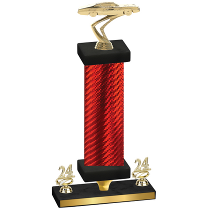 Premium Single Red Carbon Fiber Year Cars Trophy