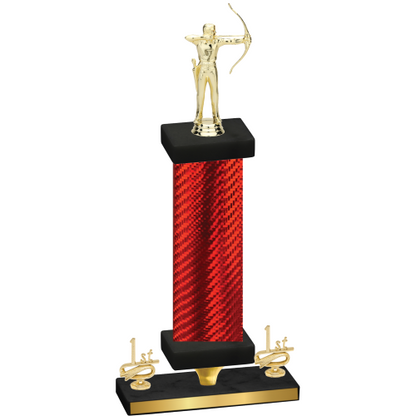 Premium Single Red Carbon Fiber First Place Archery Trophy