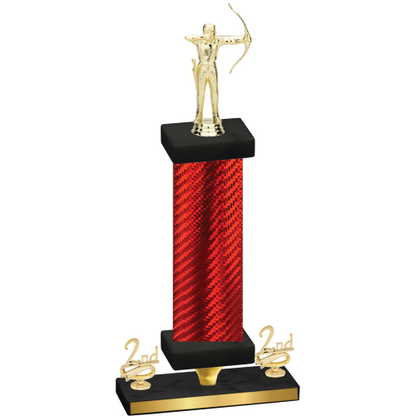 Premium Single Red Carbon Fiber Second Place Archery Trophy