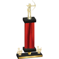 Premium Single Red Carbon Fiber Third Place Archery Trophy