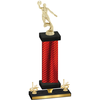 Premium Single Red Carbon Fiber First Place Basketball Trophy