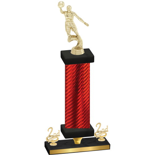 Premium Single Red Carbon Fiber Second Place Basketball Trophy