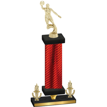 Premium Single Red Carbon Fiber Victory Basketball Trophy