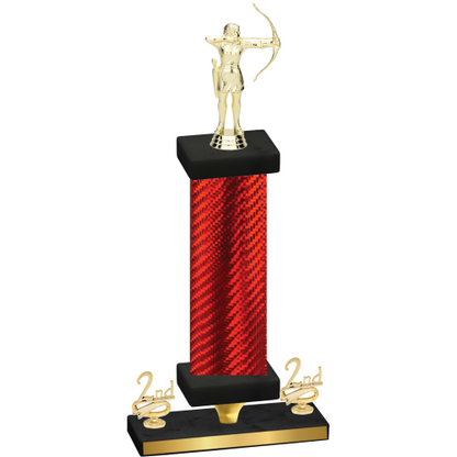 Premium Single Red Carbon Fiber Second Place Archery Trophy