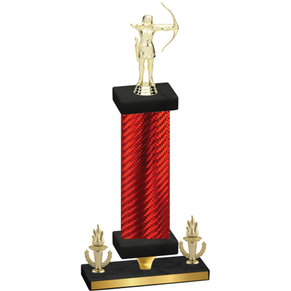 Premium Single Red Carbon Fiber Victory Archery Trophy