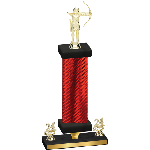 Premium Single Red Carbon Fiber Year Archery Trophy