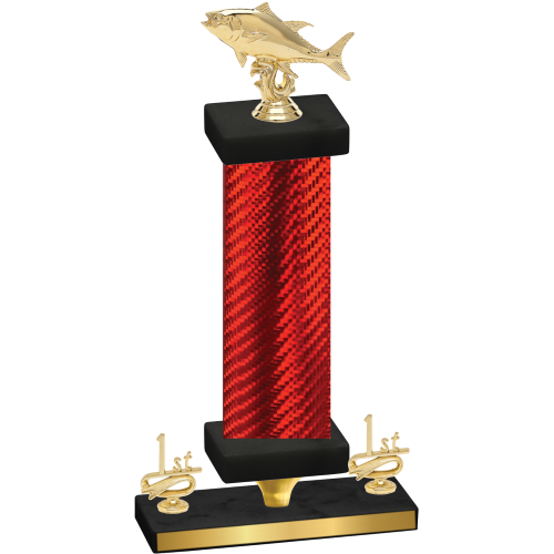 Premium Single Red Carbon Fiber First Place Fishing Trophy