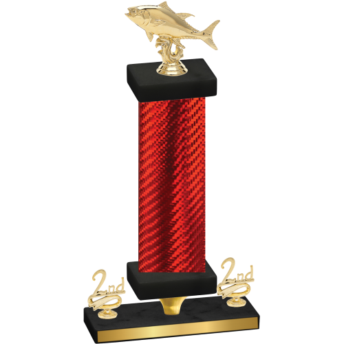 Premium Single Red Carbon Fiber Second Place Fishing Trophy