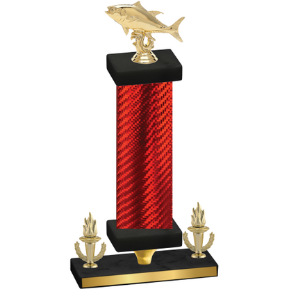 Premium Single Red Carbon Fiber Victory Fishing Trophy