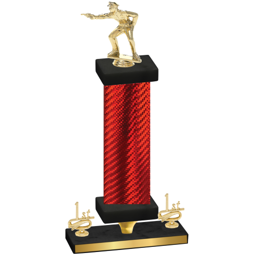 Premium Single Red Carbon Fiber First Place Shooter Trophy