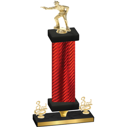 Premium Single Red Carbon Fiber Third Place Shooter Trophy