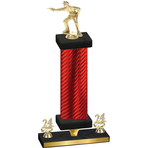 Premium Single Red Carbon Fiber Year Shooter Trophy