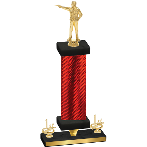 Premium Single Red Carbon Fiber First Place Shooter Trophy