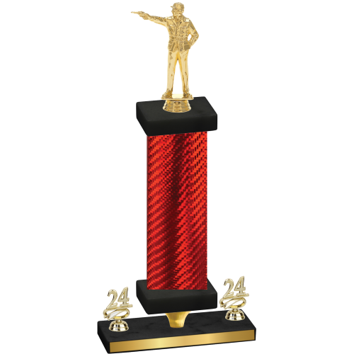 Premium Single Red Carbon Fiber Year Shooter Trophy