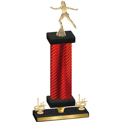 Premium Single Red Carbon Fiber First Place Skater Trophy