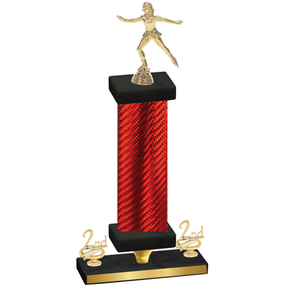 Premium Single Red Carbon Fiber Second Place Skater Trophy