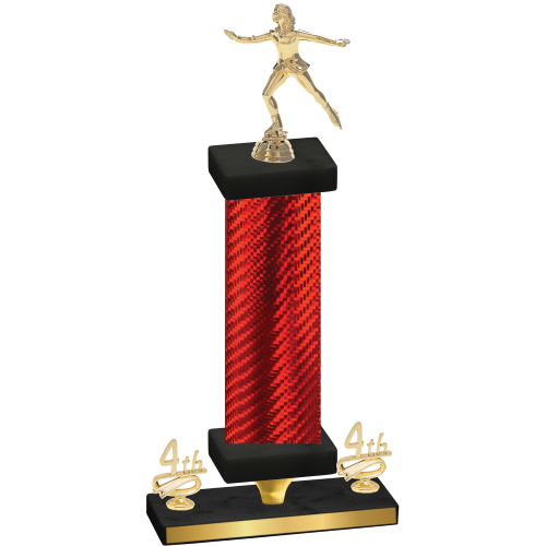 Premium Single Red Carbon Fiber Fourth Place Skater Trophy