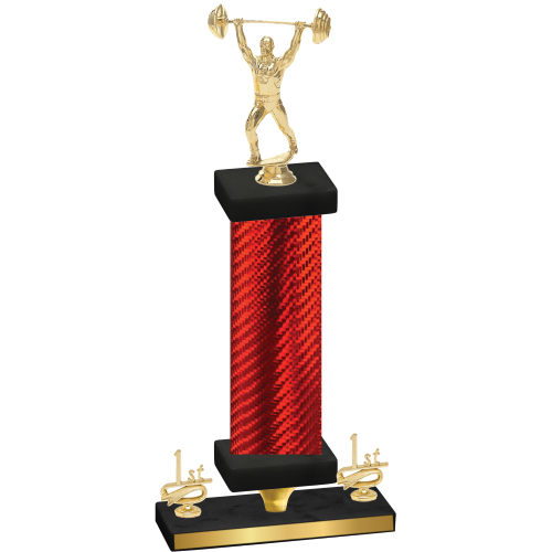 Premium Single Red Carbon Fiber First Place Weights Trophy