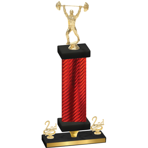 Premium Single Red Carbon Fiber Second Place Weights Trophy