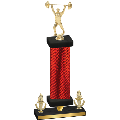 Premium Single Red Carbon Fiber Victory Weights Trophy