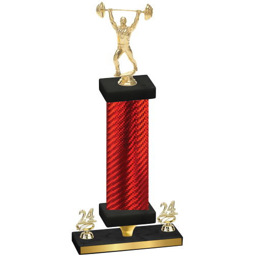 Premium Single Red Carbon Fiber Year Weights Trophy