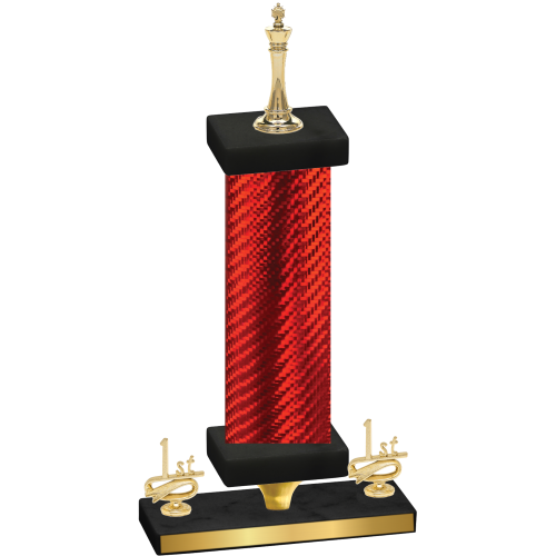 Premium Single Red Carbon Fiber First Place Chess Trophy