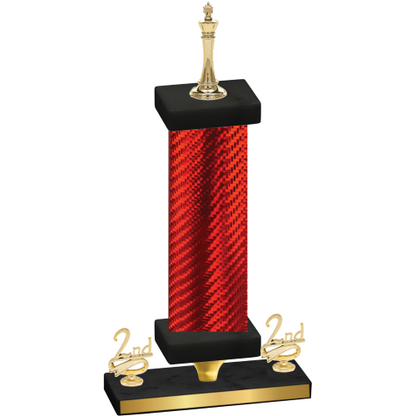 Premium Single Red Carbon Fiber Second Place Chess Trophy