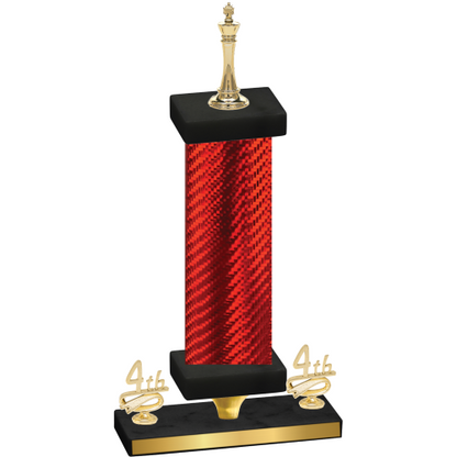 Premium Single Red Carbon Fiber Fourth Place Chess Trophy