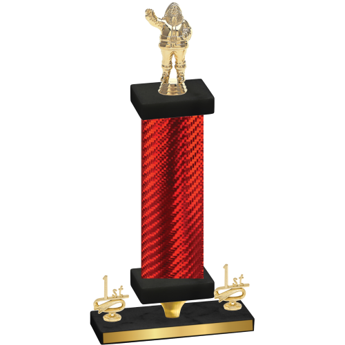 Premium Single Red Carbon Fiber First Place Holiday Trophy