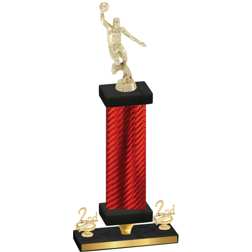 Premium Single Red Carbon Fiber Second Place Basketball Trophy
