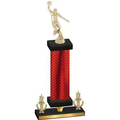 Premium Single Red Carbon Fiber Victory Basketball Trophy