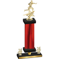 Premium Single Red Carbon Fiber Year Flag Football Trophy