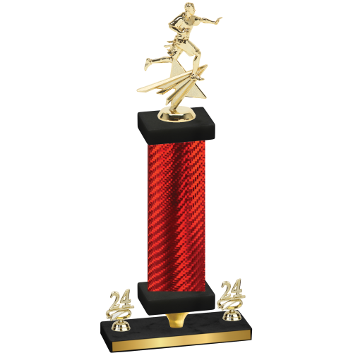 Premium Single Red Carbon Fiber Year Flag Football Trophy