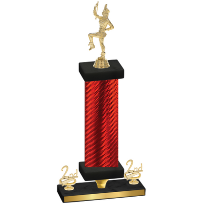 Premium Single Red Carbon Fiber Second Place Majorette Trophy