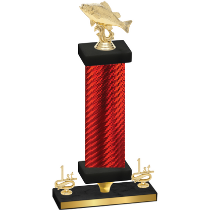 Premium Single Red Carbon Fiber First Place Fishing Trophy