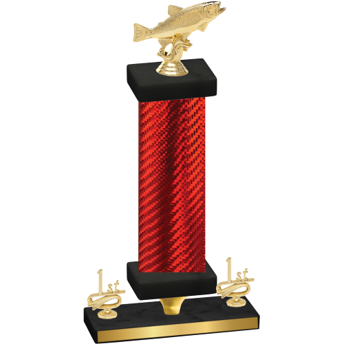 Premium Single Red Carbon Fiber First Place Fishing Trophy