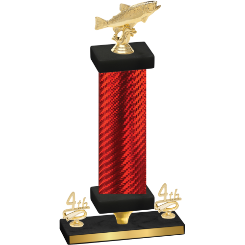 Premium Single Red Carbon Fiber Fourth Place Fishing Trophy