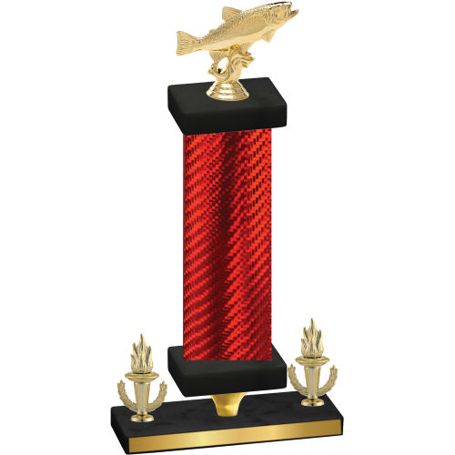 Premium Single Red Carbon Fiber Victory Fishing Trophy