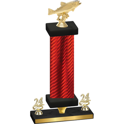 Premium Single Red Carbon Fiber Year Fishing Trophy