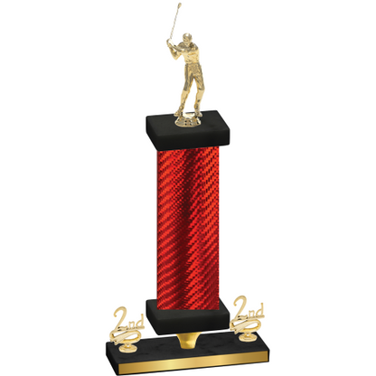 Premium Single Red Carbon Fiber Second Place Golf Trophy