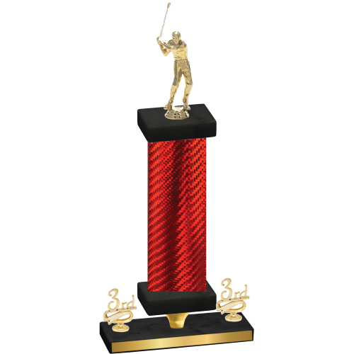 Premium Single Red Carbon Fiber Third Place Golf Trophy