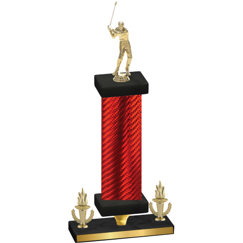 Premium Single Red Carbon Fiber Victory Golf Trophy