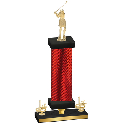 Premium Single Red Carbon Fiber First Place Golf Trophy