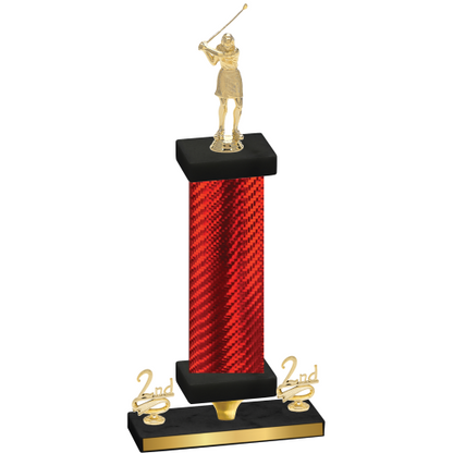 Premium Single Red Carbon Fiber Second Place Golf Trophy