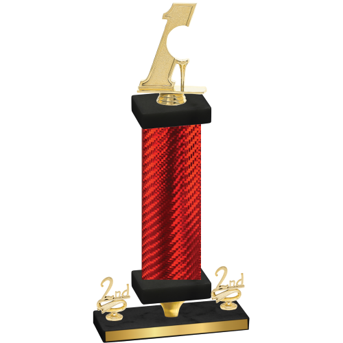Premium Single Red Carbon Fiber Second Place Golf Trophy